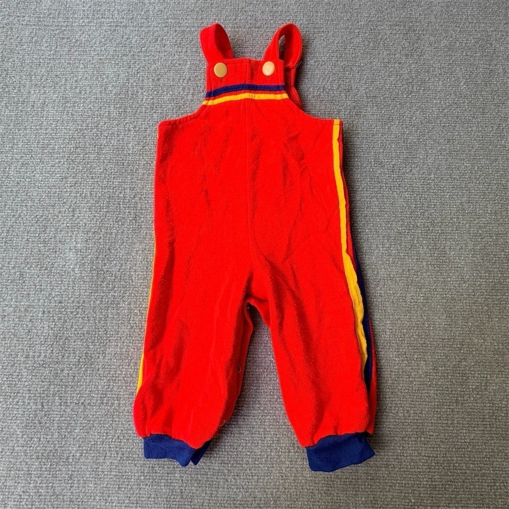Stanley Vintage‎ Baby Toddler Bib Overalls One-Piece Red Rainbow Stripe
